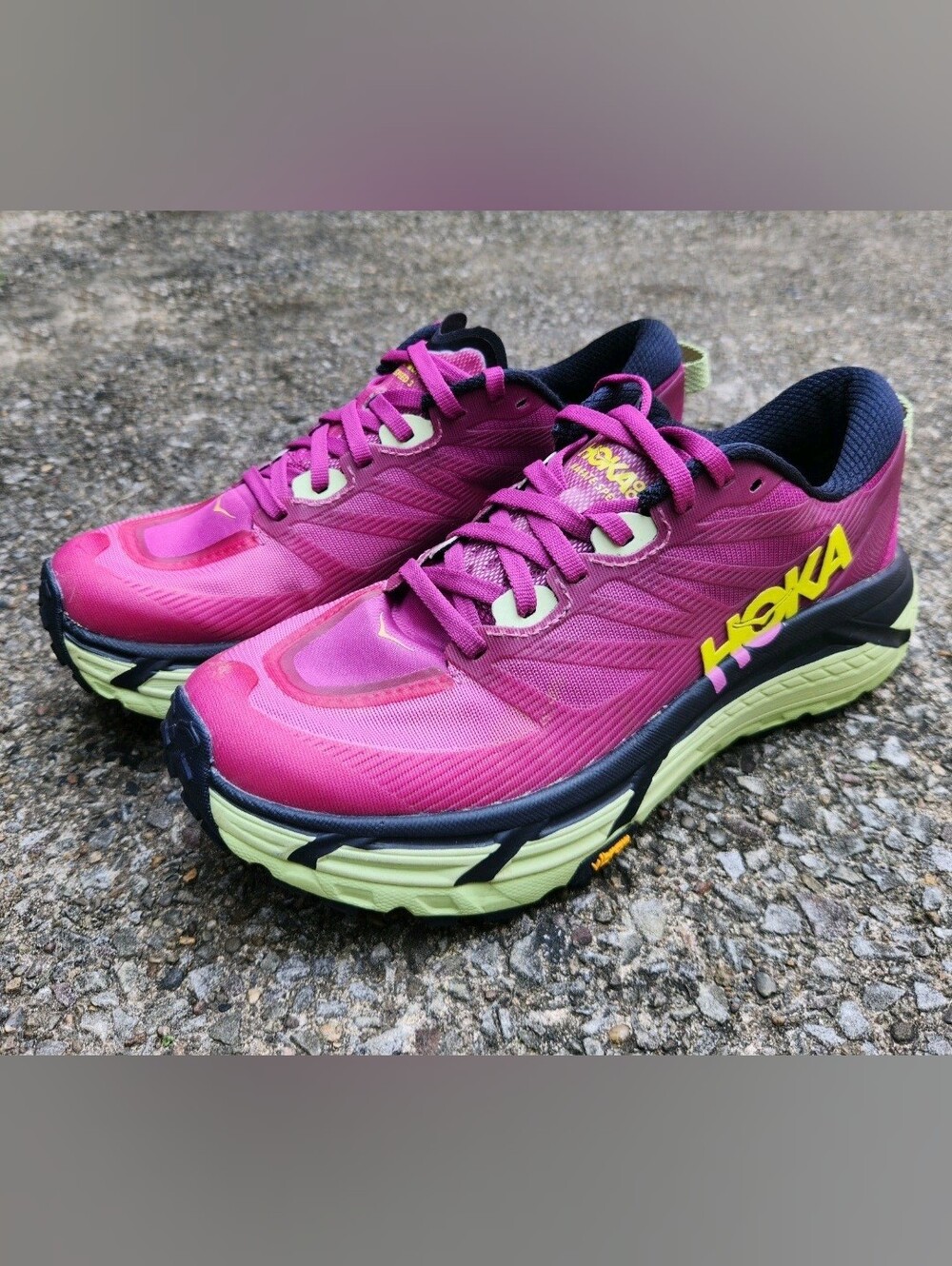 Hoka One One Women's Magenta and Lime Athletic Running Shoes